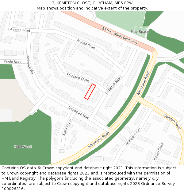 3, KEMPTON CLOSE, CHATHAM, ME5 8PW: Location map and indicative extent of plot