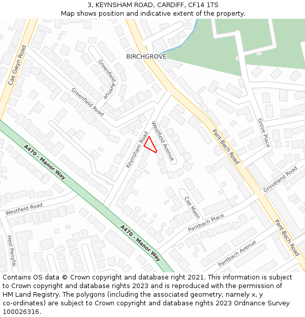 3, KEYNSHAM ROAD, CARDIFF, CF14 1TS: Location map and indicative extent of plot