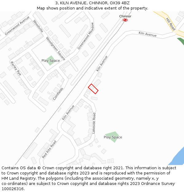 3, KILN AVENUE, CHINNOR, OX39 4BZ: Location map and indicative extent of plot