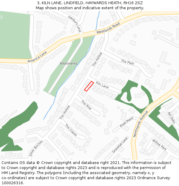 3, KILN LANE, LINDFIELD, HAYWARDS HEATH, RH16 2SZ: Location map and indicative extent of plot