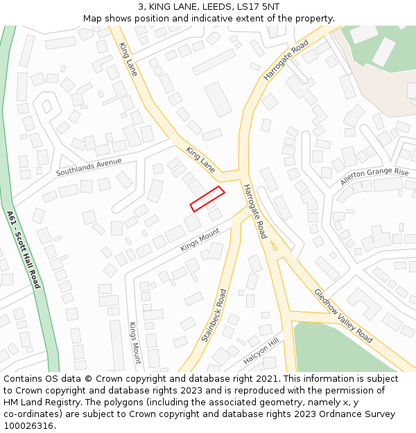 3, KING LANE, LEEDS, LS17 5NT: Location map and indicative extent of plot