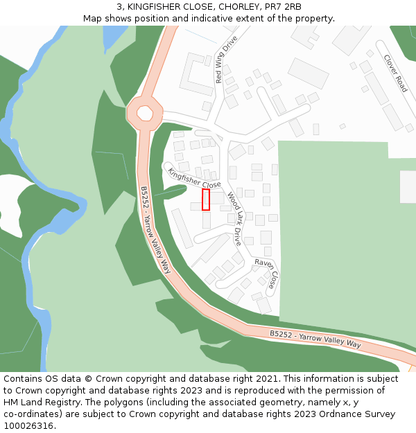 3, KINGFISHER CLOSE, CHORLEY, PR7 2RB: Location map and indicative extent of plot