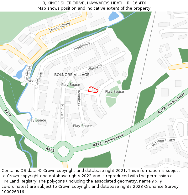 3, KINGFISHER DRIVE, HAYWARDS HEATH, RH16 4TX: Location map and indicative extent of plot