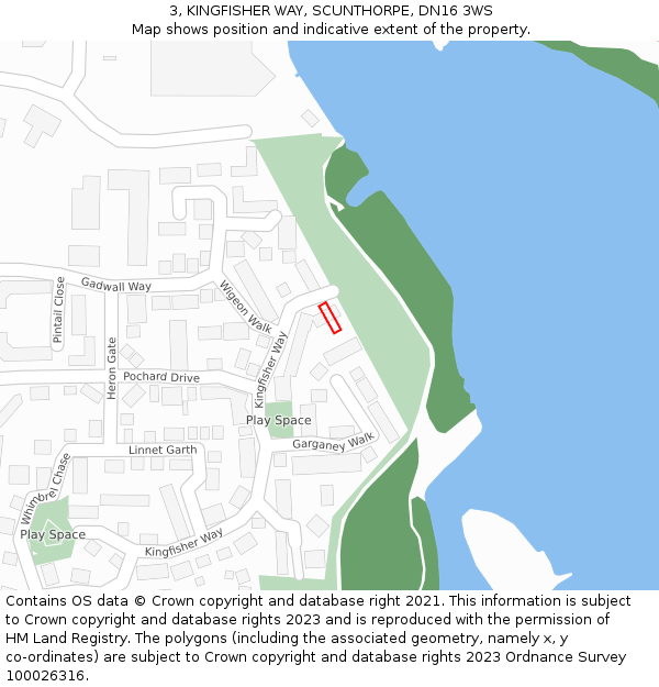 3, KINGFISHER WAY, SCUNTHORPE, DN16 3WS: Location map and indicative extent of plot