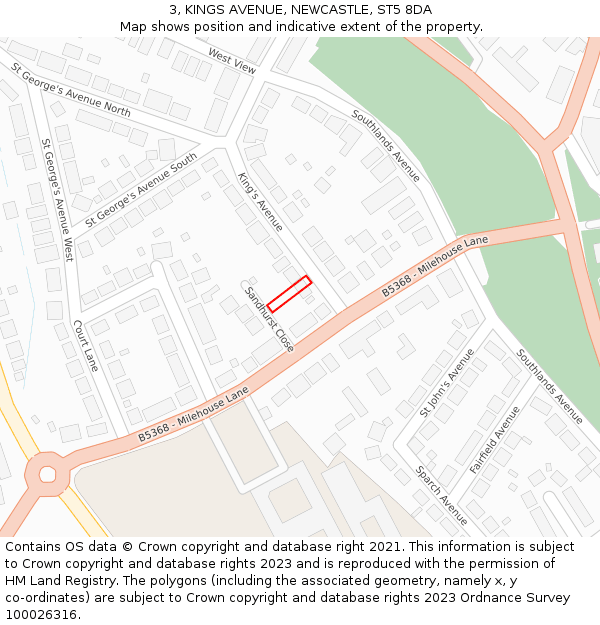 3, KINGS AVENUE, NEWCASTLE, ST5 8DA: Location map and indicative extent of plot