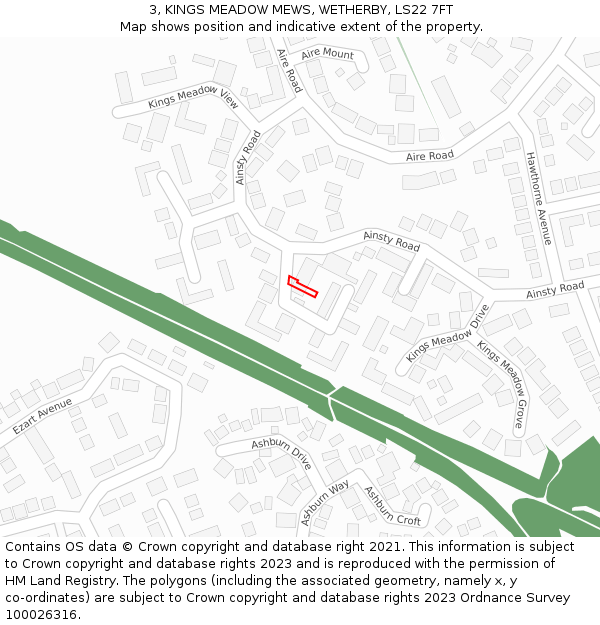 3, KINGS MEADOW MEWS, WETHERBY, LS22 7FT: Location map and indicative extent of plot
