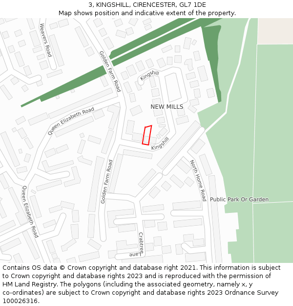 3, KINGSHILL, CIRENCESTER, GL7 1DE: Location map and indicative extent of plot