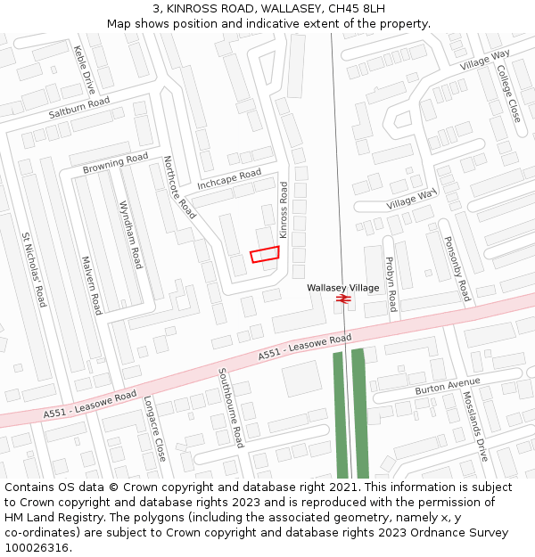 3, KINROSS ROAD, WALLASEY, CH45 8LH: Location map and indicative extent of plot