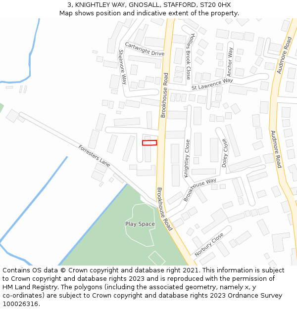 3, KNIGHTLEY WAY, GNOSALL, STAFFORD, ST20 0HX: Location map and indicative extent of plot