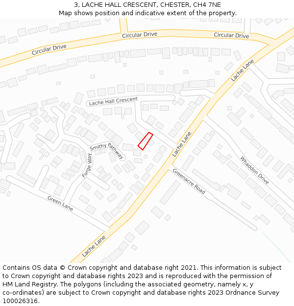 3, LACHE HALL CRESCENT, CHESTER, CH4 7NE: Location map and indicative extent of plot