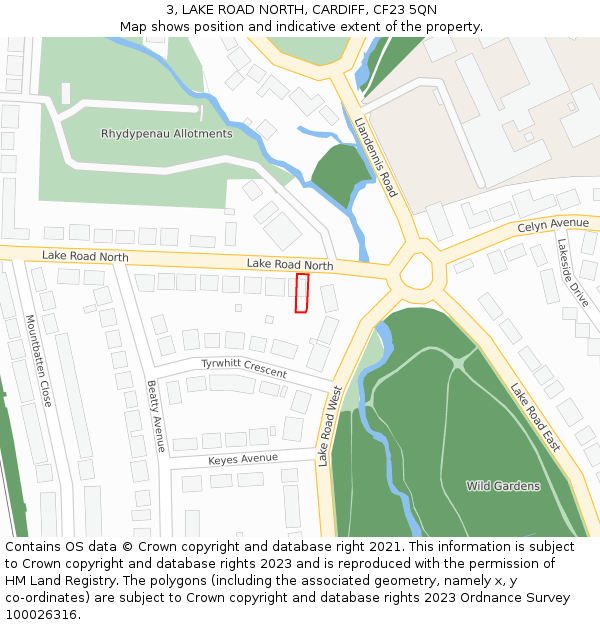 3, LAKE ROAD NORTH, CARDIFF, CF23 5QN: Location map and indicative extent of plot