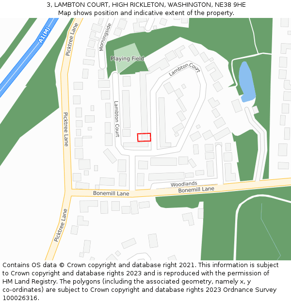 3, LAMBTON COURT, HIGH RICKLETON, WASHINGTON, NE38 9HE: Location map and indicative extent of plot