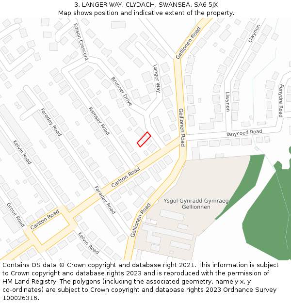 3, LANGER WAY, CLYDACH, SWANSEA, SA6 5JX: Location map and indicative extent of plot