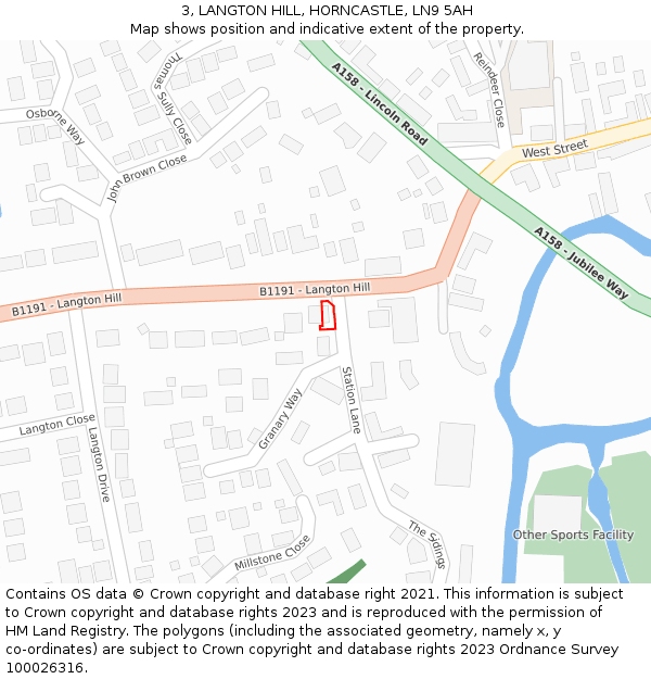 3, LANGTON HILL, HORNCASTLE, LN9 5AH: Location map and indicative extent of plot