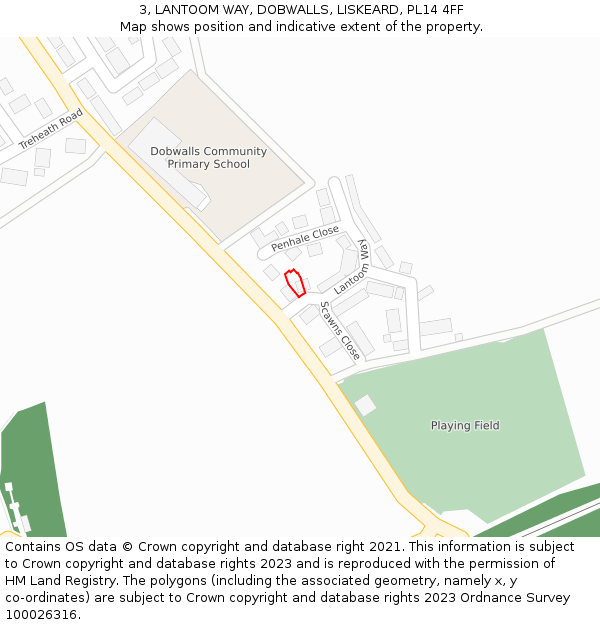 3, LANTOOM WAY, DOBWALLS, LISKEARD, PL14 4FF: Location map and indicative extent of plot