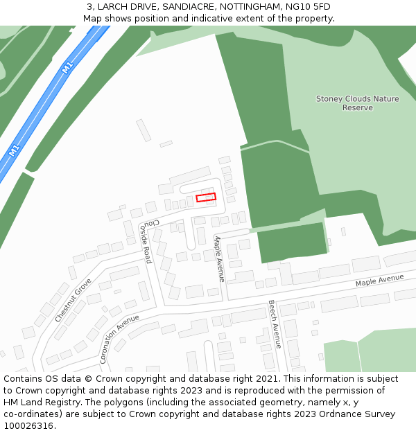 3, LARCH DRIVE, SANDIACRE, NOTTINGHAM, NG10 5FD: Location map and indicative extent of plot