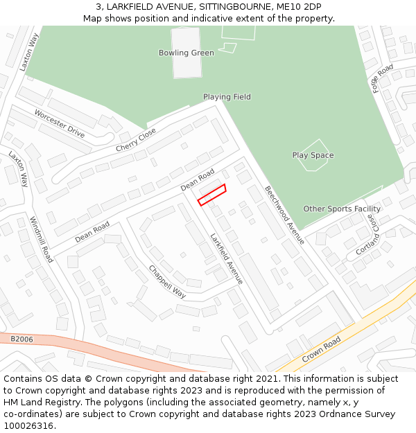 3, LARKFIELD AVENUE, SITTINGBOURNE, ME10 2DP: Location map and indicative extent of plot