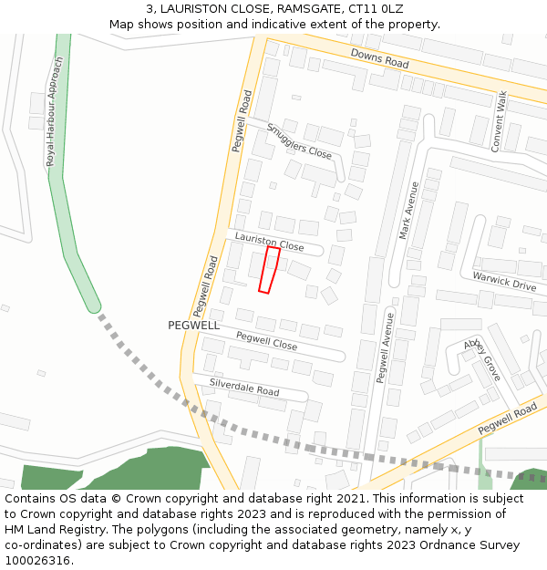 3, LAURISTON CLOSE, RAMSGATE, CT11 0LZ: Location map and indicative extent of plot