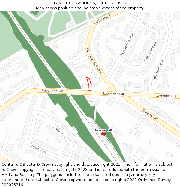 3, LAVENDER GARDENS, ENFIELD, EN2 0TP: Location map and indicative extent of plot