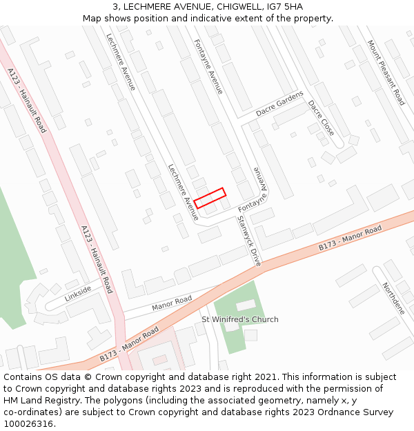 3, LECHMERE AVENUE, CHIGWELL, IG7 5HA: Location map and indicative extent of plot