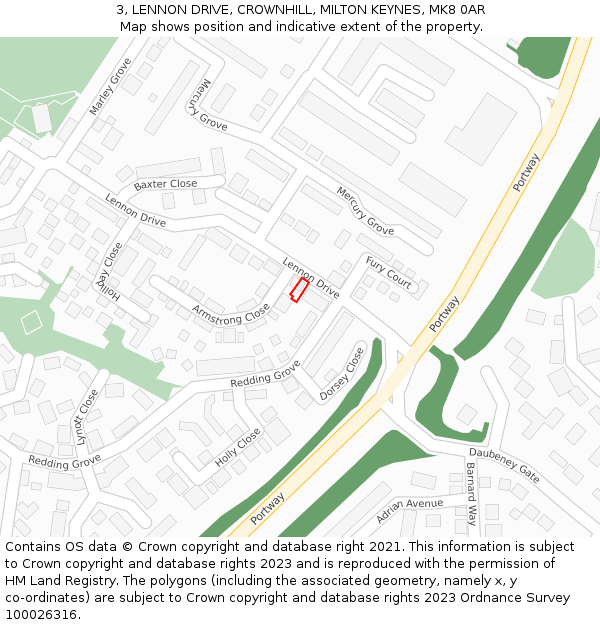 3, LENNON DRIVE, CROWNHILL, MILTON KEYNES, MK8 0AR: Location map and indicative extent of plot