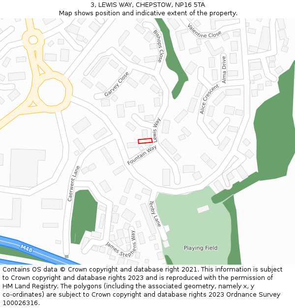 3, LEWIS WAY, CHEPSTOW, NP16 5TA: Location map and indicative extent of plot
