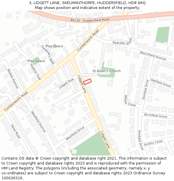 3, LIDGETT LANE, SKELMANTHORPE, HUDDERSFIELD, HD8 9AQ: Location map and indicative extent of plot