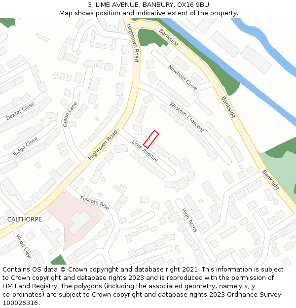 3, LIME AVENUE, BANBURY, OX16 9BU: Location map and indicative extent of plot