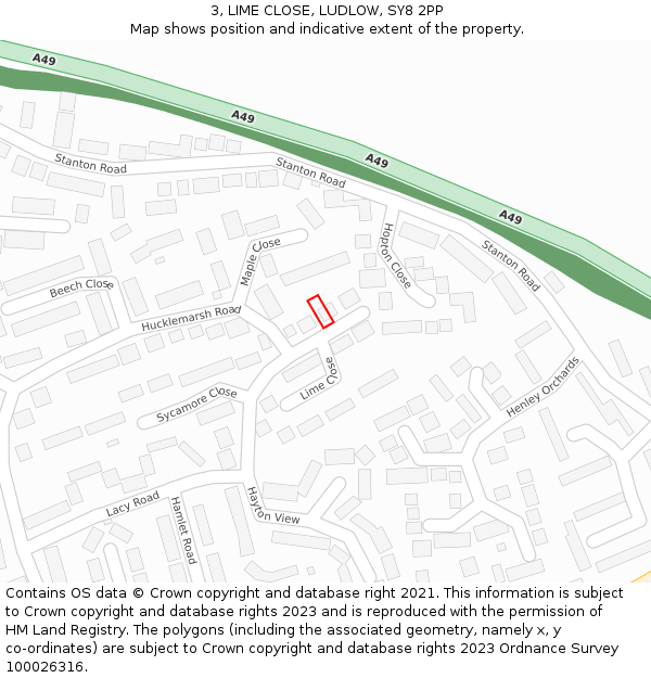 3, LIME CLOSE, LUDLOW, SY8 2PP: Location map and indicative extent of plot