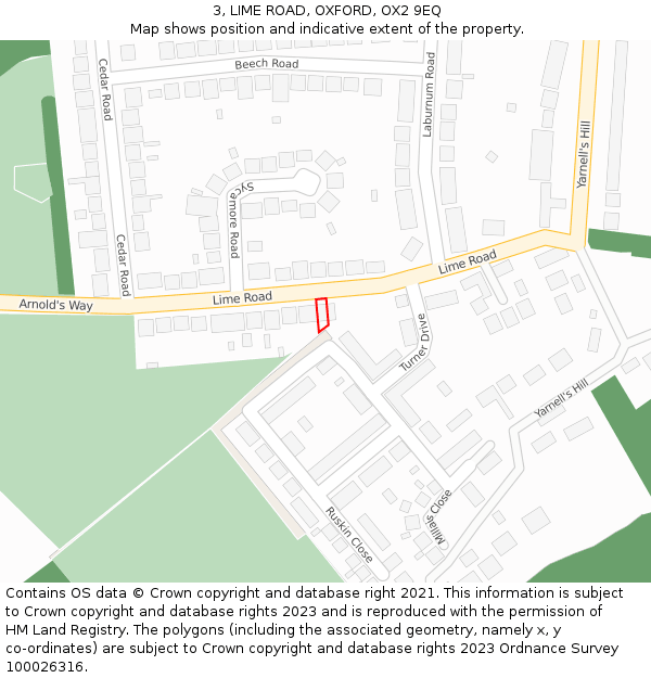 3, LIME ROAD, OXFORD, OX2 9EQ: Location map and indicative extent of plot