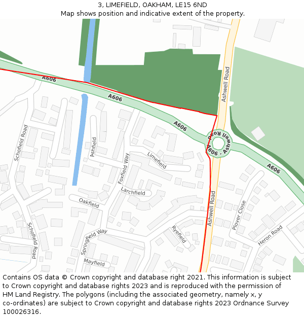 3, LIMEFIELD, OAKHAM, LE15 6ND: Location map and indicative extent of plot