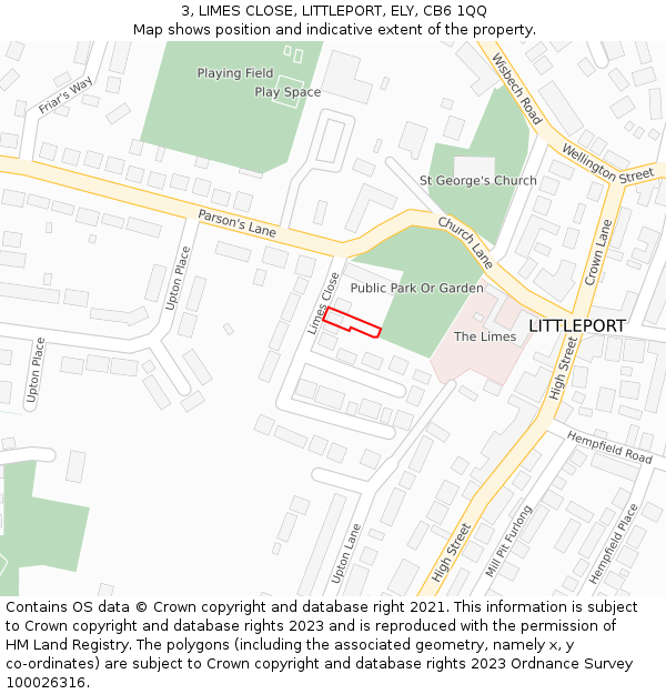 3, LIMES CLOSE, LITTLEPORT, ELY, CB6 1QQ: Location map and indicative extent of plot