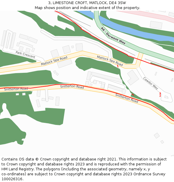 3, LIMESTONE CROFT, MATLOCK, DE4 3SW: Location map and indicative extent of plot