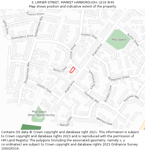 3, LIMNER STREET, MARKET HARBOROUGH, LE16 9HN: Location map and indicative extent of plot