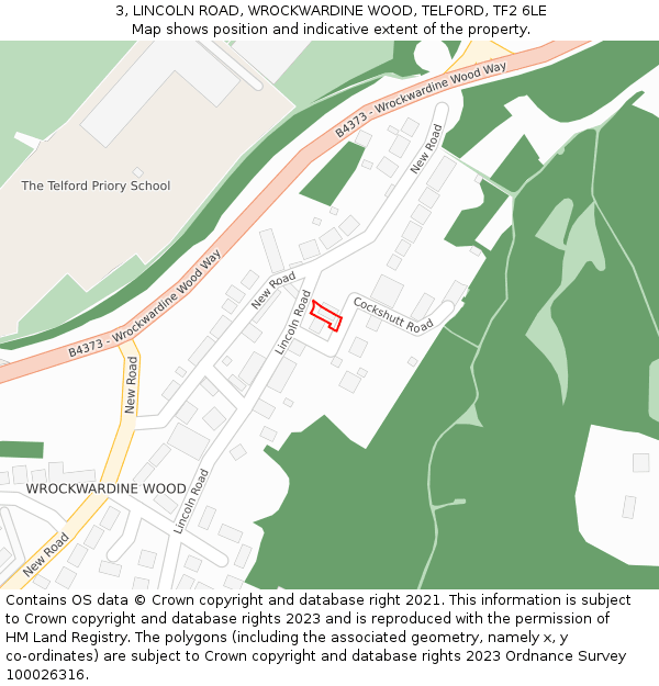 3, LINCOLN ROAD, WROCKWARDINE WOOD, TELFORD, TF2 6LE: Location map and indicative extent of plot