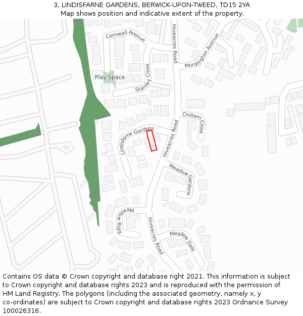 3, LINDISFARNE GARDENS, BERWICK-UPON-TWEED, TD15 2YA: Location map and indicative extent of plot