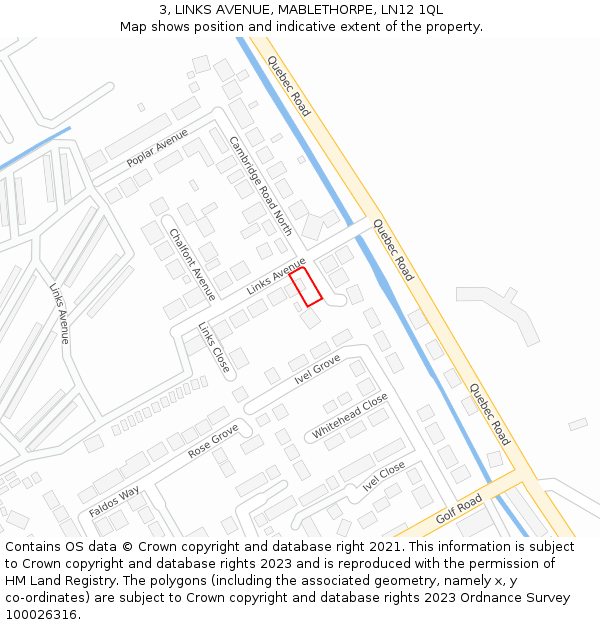 3, LINKS AVENUE, MABLETHORPE, LN12 1QL: Location map and indicative extent of plot