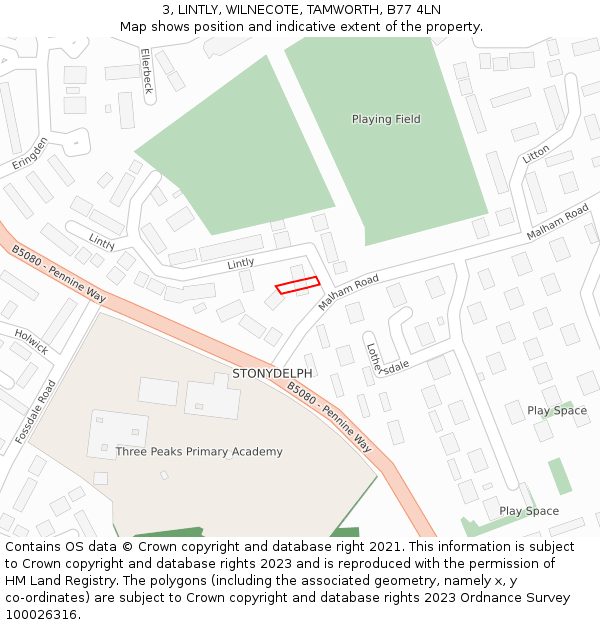 3, LINTLY, WILNECOTE, TAMWORTH, B77 4LN: Location map and indicative extent of plot