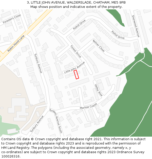 3, LITTLE JOHN AVENUE, WALDERSLADE, CHATHAM, ME5 9PB: Location map and indicative extent of plot