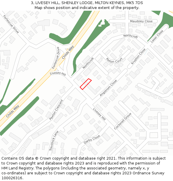 3, LIVESEY HILL, SHENLEY LODGE, MILTON KEYNES, MK5 7DS: Location map and indicative extent of plot