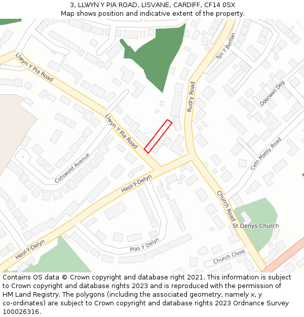 3, LLWYN Y PIA ROAD, LISVANE, CARDIFF, CF14 0SX: Location map and indicative extent of plot