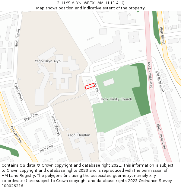 3, LLYS ALYN, WREXHAM, LL11 4HQ: Location map and indicative extent of plot