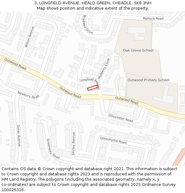 3, LONGFIELD AVENUE, HEALD GREEN, CHEADLE, SK8 3NH: Location map and indicative extent of plot