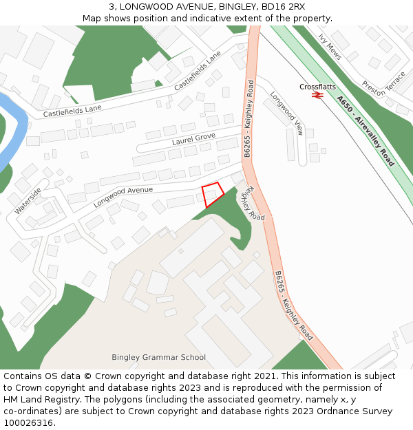 3, LONGWOOD AVENUE, BINGLEY, BD16 2RX: Location map and indicative extent of plot