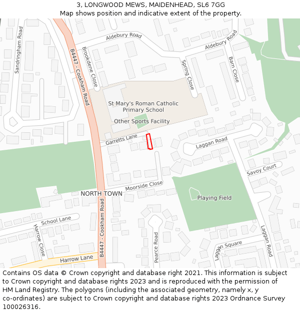 3, LONGWOOD MEWS, MAIDENHEAD, SL6 7GG: Location map and indicative extent of plot