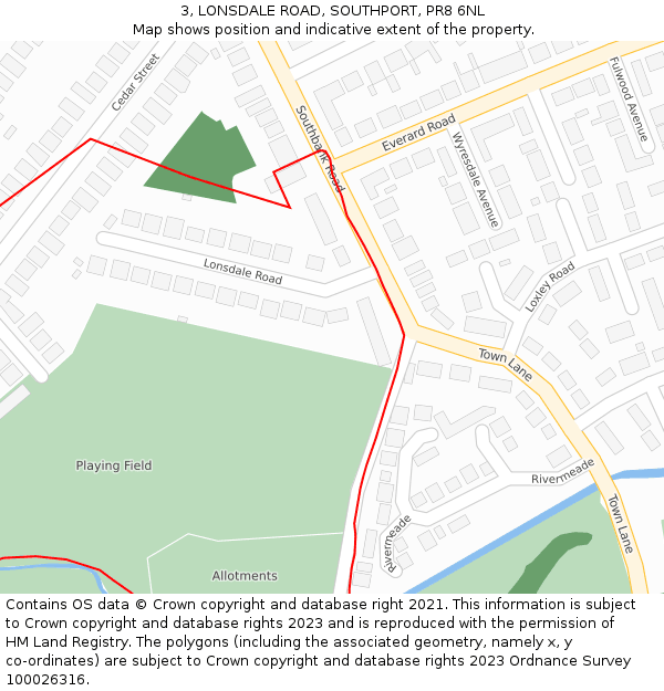 3, LONSDALE ROAD, SOUTHPORT, PR8 6NL: Location map and indicative extent of plot