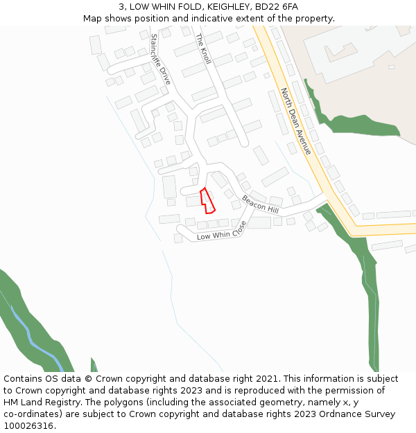 3, LOW WHIN FOLD, KEIGHLEY, BD22 6FA: Location map and indicative extent of plot