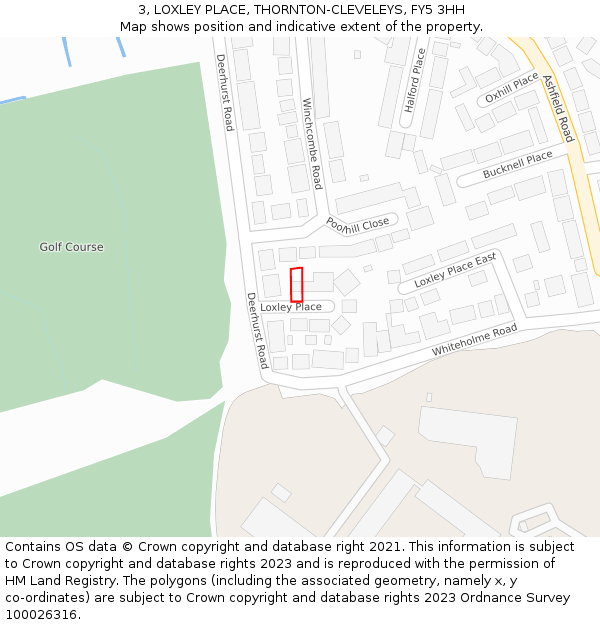 3, LOXLEY PLACE, THORNTON-CLEVELEYS, FY5 3HH: Location map and indicative extent of plot