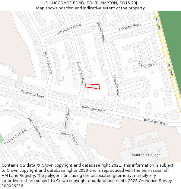 3, LUCCOMBE ROAD, SOUTHAMPTON, SO15 7RJ: Location map and indicative extent of plot