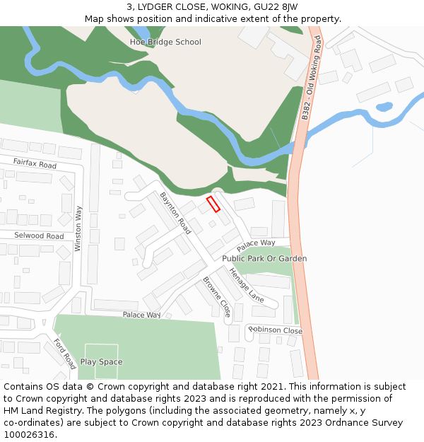 3, LYDGER CLOSE, WOKING, GU22 8JW: Location map and indicative extent of plot